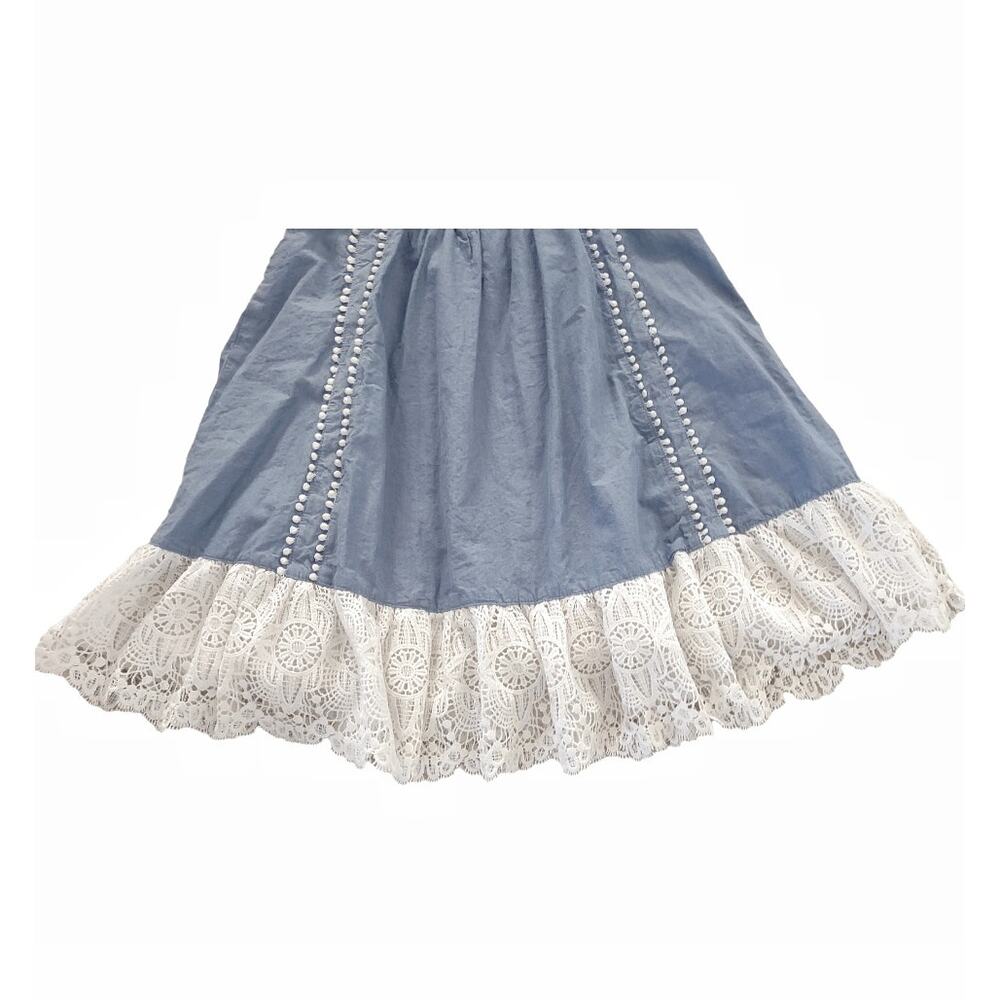 ARTISAN NY Girls Chambray Cotton Sundress Dress Size 4T Denim Lace Hem Easter - Picture 6 of 9
